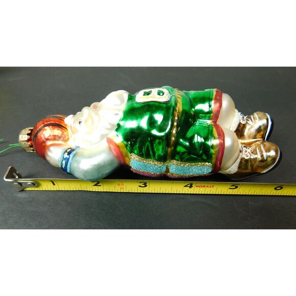 Basketball Santa Claus Christmas Ornament UT Marked Blown Glass - Picture 7 of 7